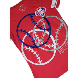 MLB Phillies 5th and Ocean Girls Swing for the Fences T-Shirt Size 14 Glitter